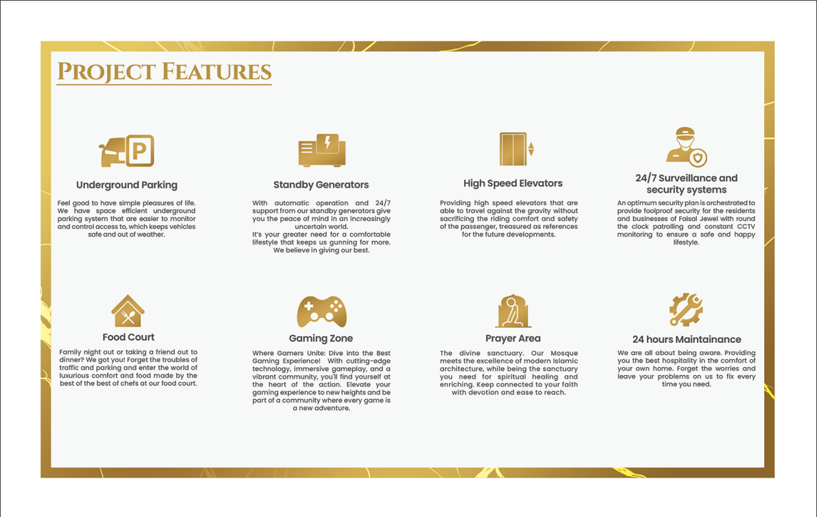 faisal jewel amenities